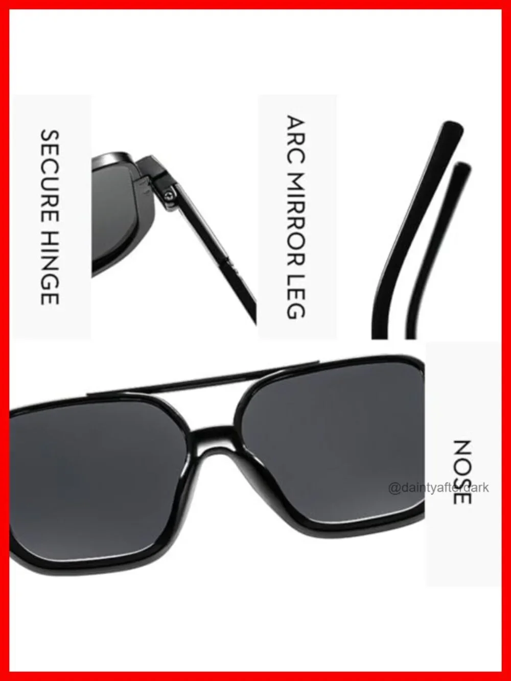 Vintage Big Square Half Frame Sunglasses UV400 Sun Shades Double Bridge Pilot